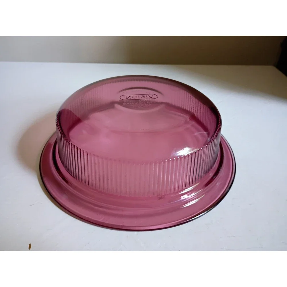 Vintage Corning VISION Pyrex Cranberry 1 Qt Casserole Dish and Lid V-31-B Mint